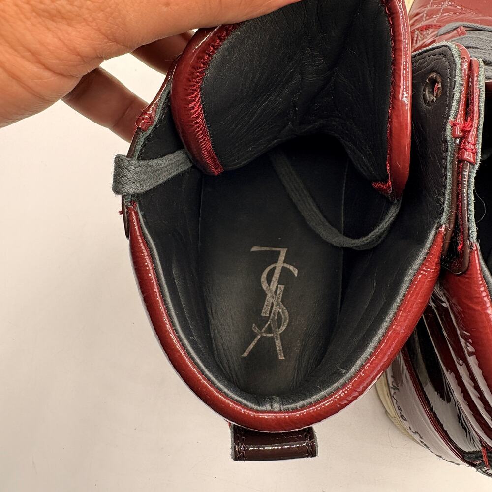 SAINT LAURENT YSL Malibu High Top Patent Leather Sneaker Red Sz 42/US 9 $645 - Picture 7 of 10